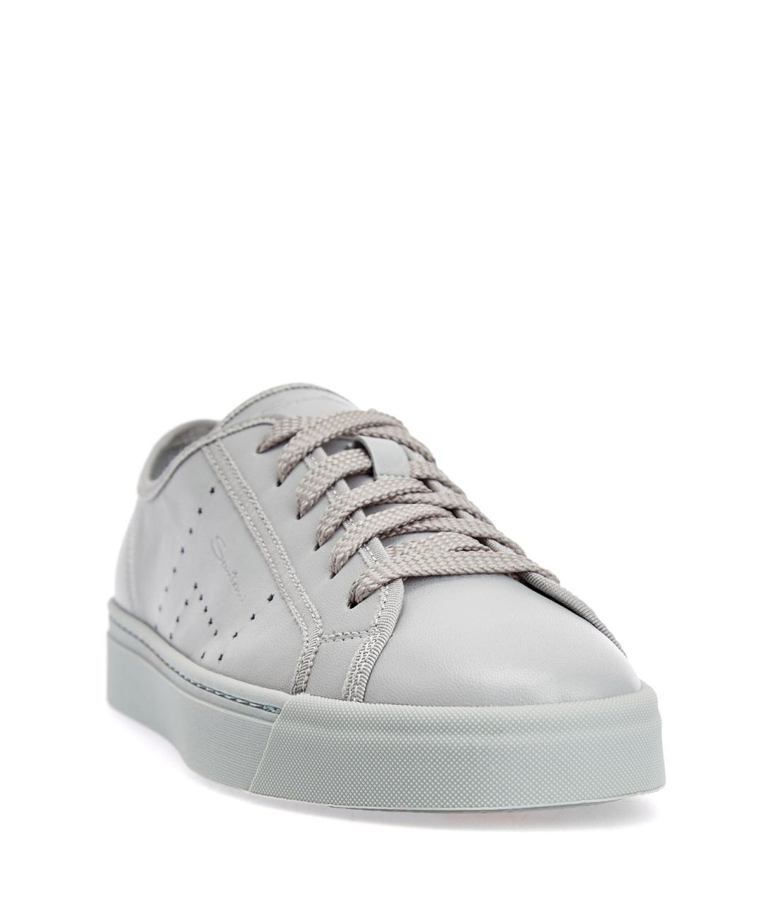 SANTONI Серые кожаные кеды, фото 3