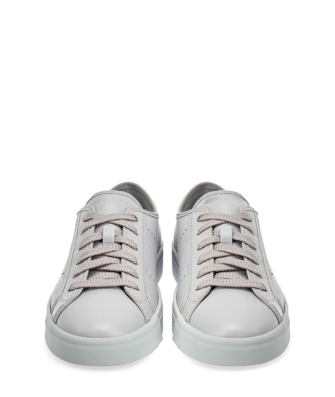 SANTONI Серые кожаные кеды, фото 5