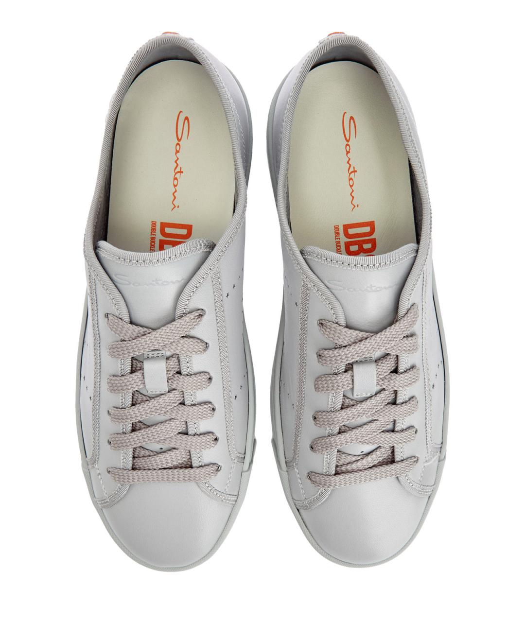 SANTONI Серые кожаные кеды, фото 6