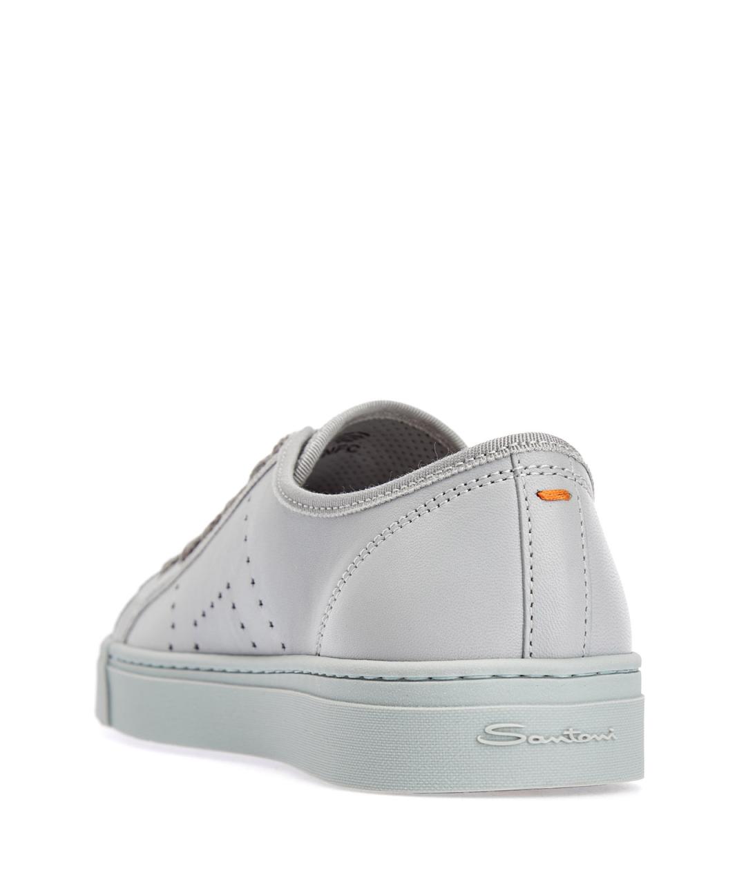 SANTONI Серые кожаные кеды, фото 4