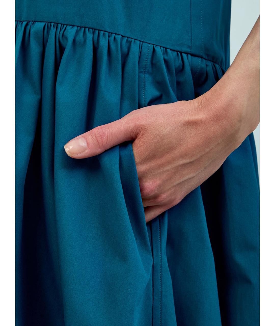 JIL SANDER Бирюзовое хлопковое повседневное платье, фото 5