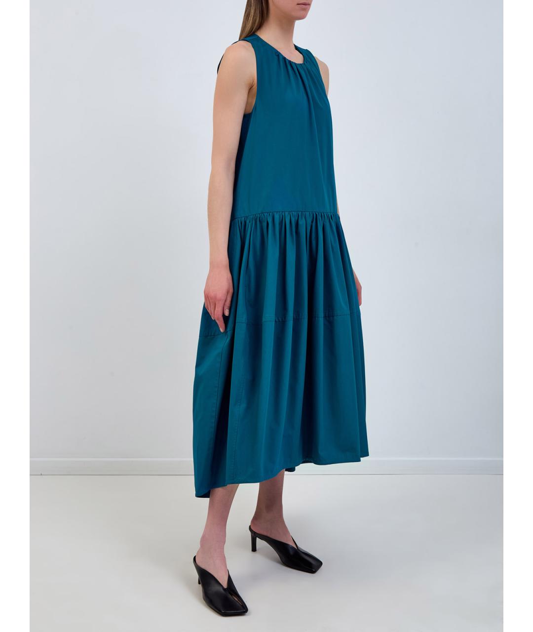 JIL SANDER Бирюзовое хлопковое повседневное платье, фото 3