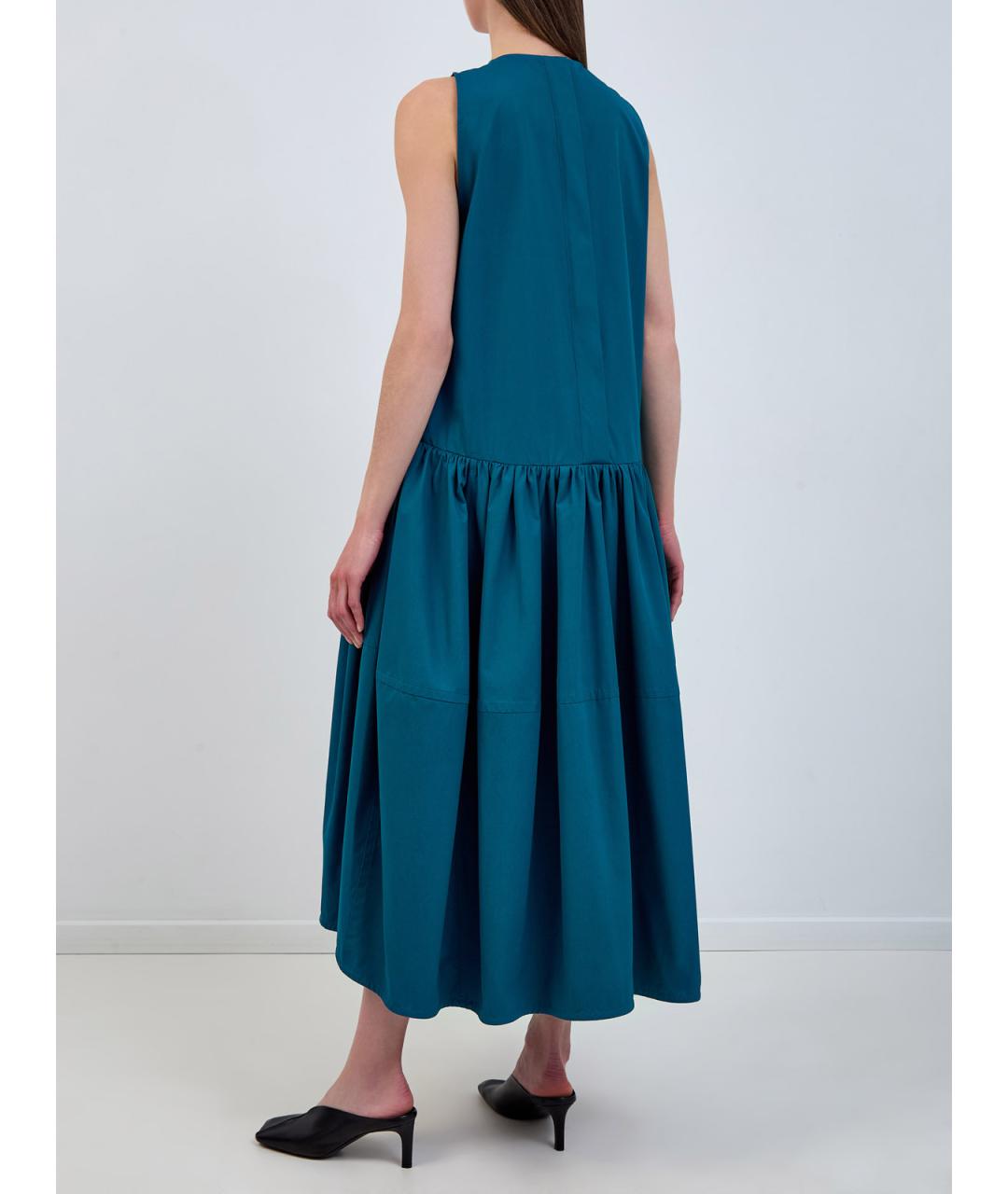 JIL SANDER Бирюзовое хлопковое повседневное платье, фото 4