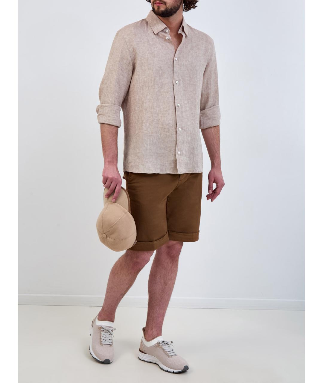 PESERICO Коричневые хлопковые шорты, фото 2