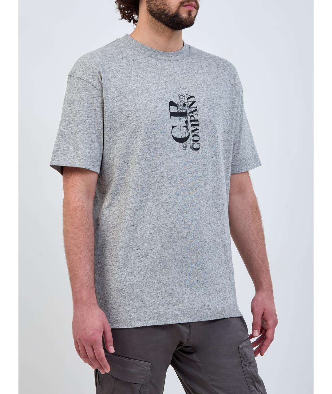 CP COMPANY Серая хлопковая футболка, фото 3