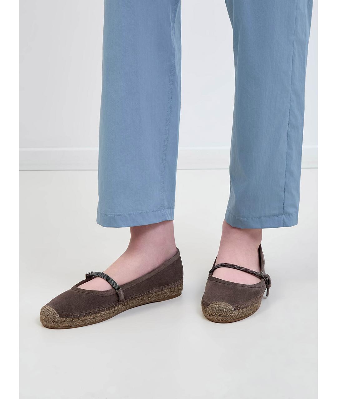 BRUNELLO CUCINELLI Коричневые замшевые эспадрильи, фото 2