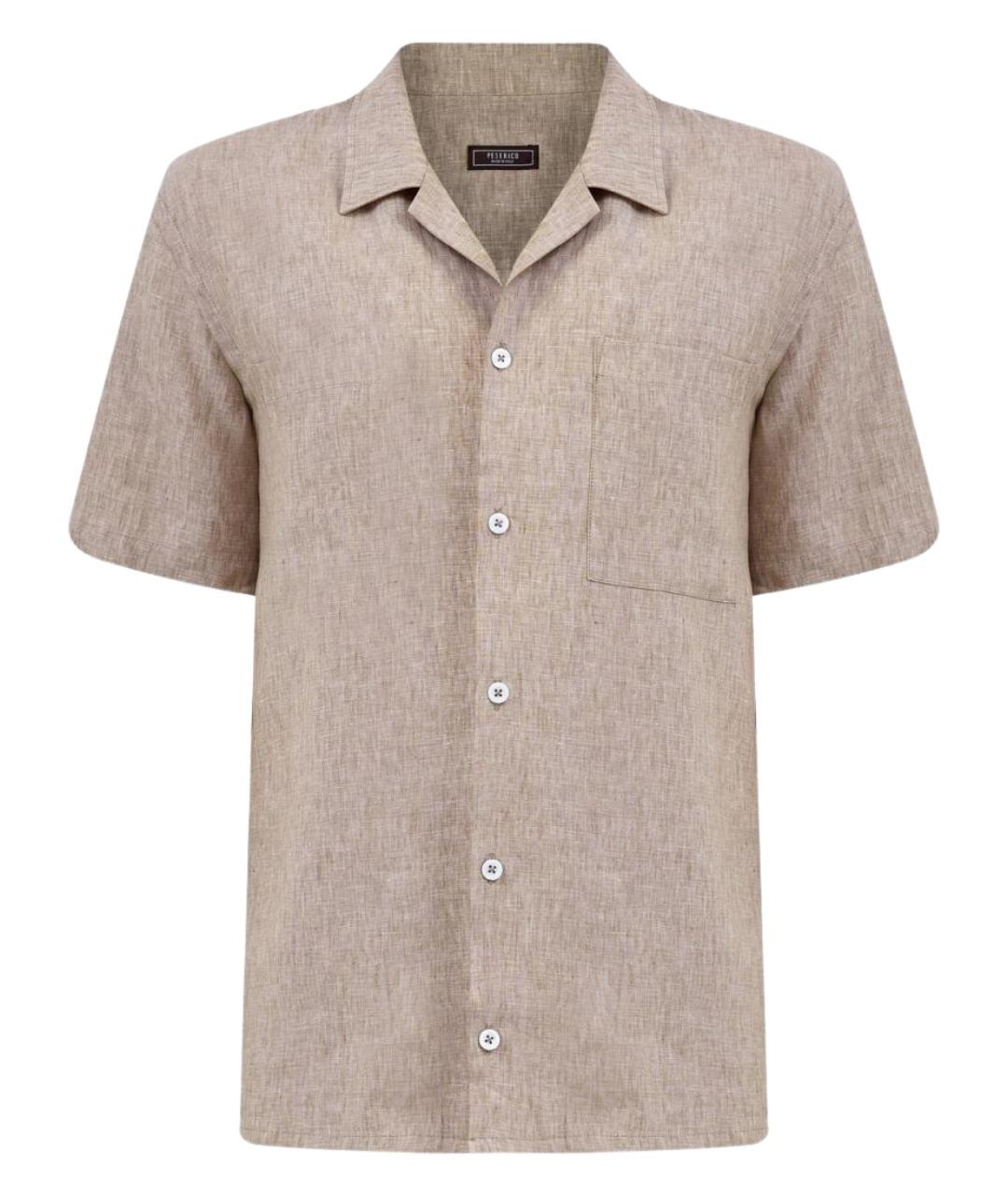 PESERICO Бежевая льняная кэжуал рубашка, фото 1