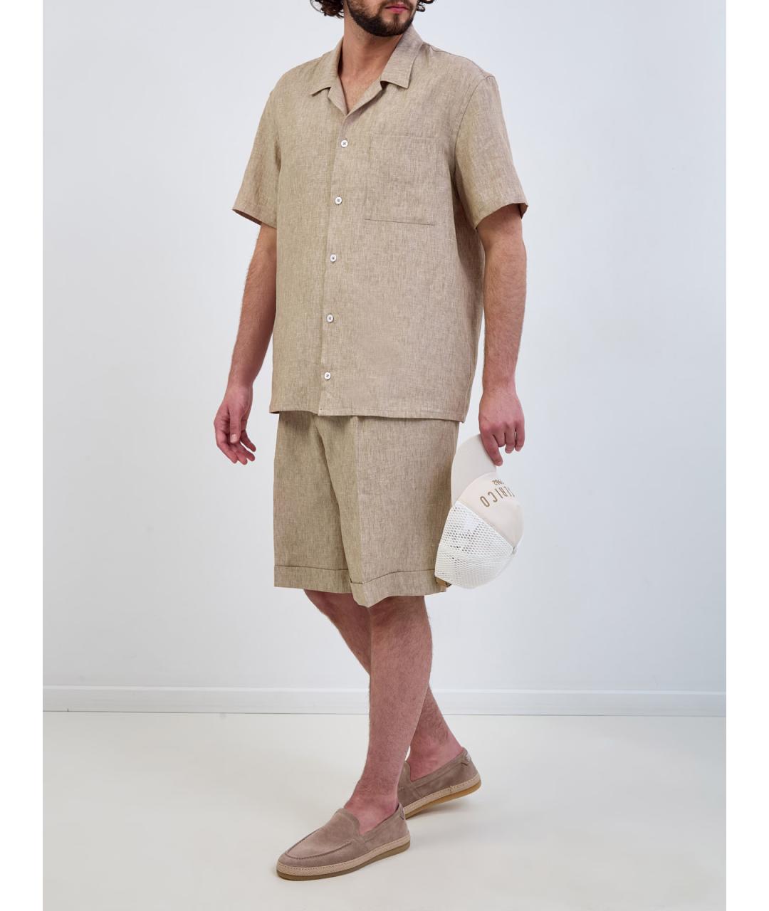 PESERICO Бежевая льняная кэжуал рубашка, фото 2