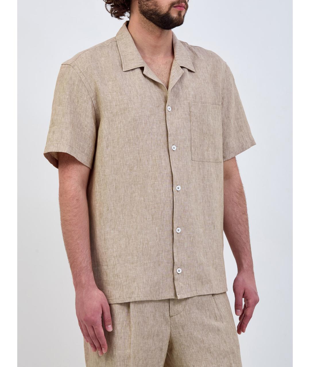 PESERICO Бежевая льняная кэжуал рубашка, фото 3