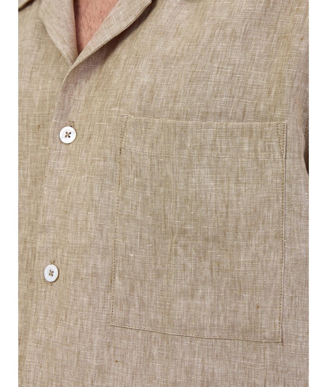 PESERICO Бежевая льняная кэжуал рубашка, фото 5