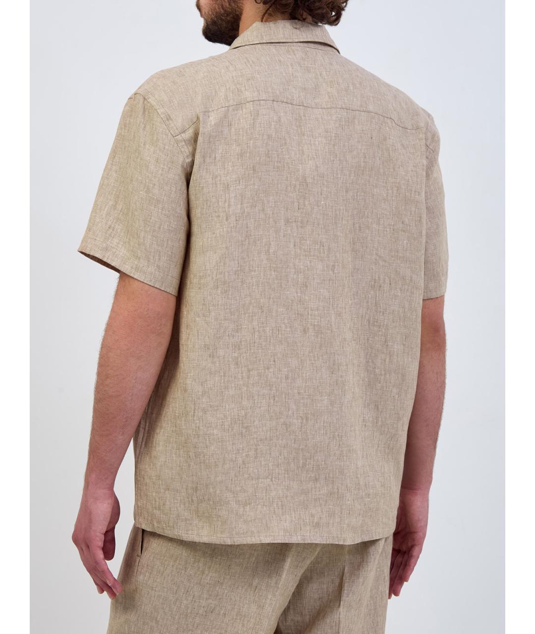 PESERICO Бежевая льняная кэжуал рубашка, фото 4