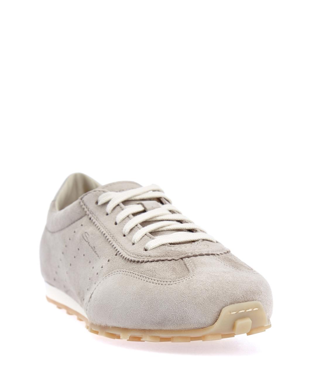 SANTONI Бежевые замшевые кеды, фото 3