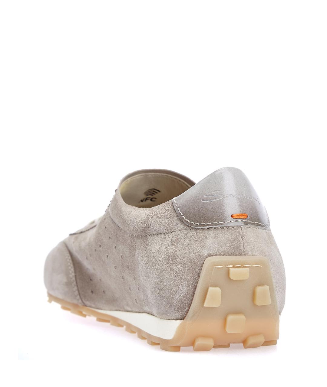 SANTONI Бежевые замшевые кеды, фото 4