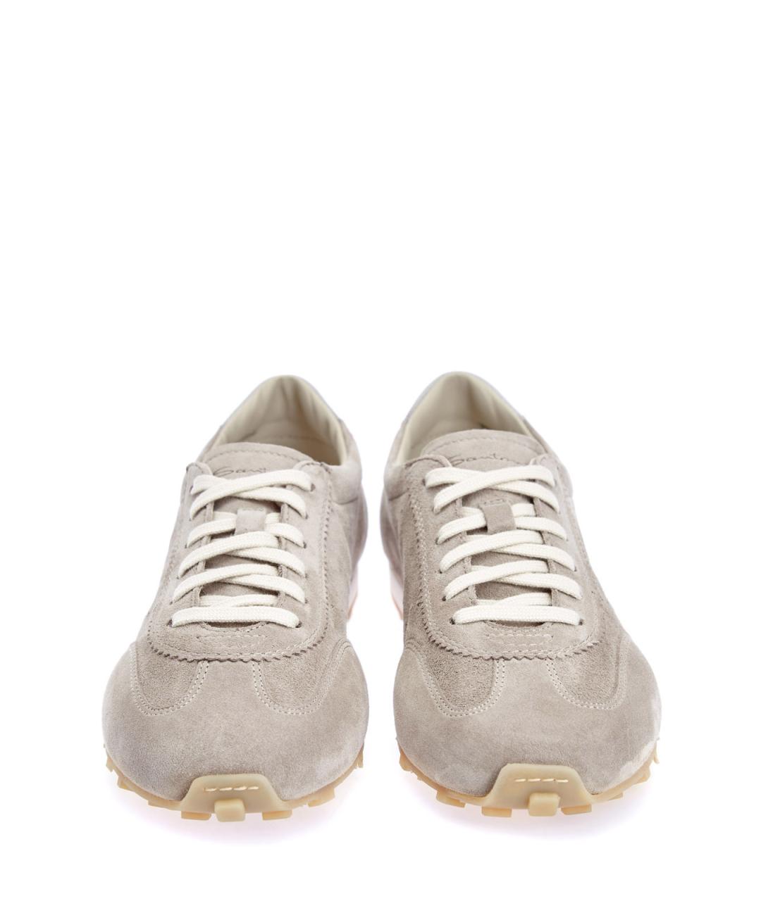 SANTONI Бежевые замшевые кеды, фото 5