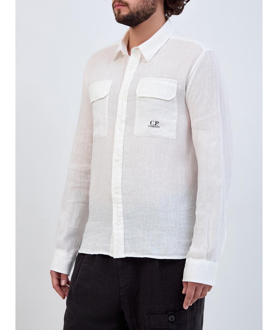 CP COMPANY Белая льняная кэжуал рубашка, фото 3
