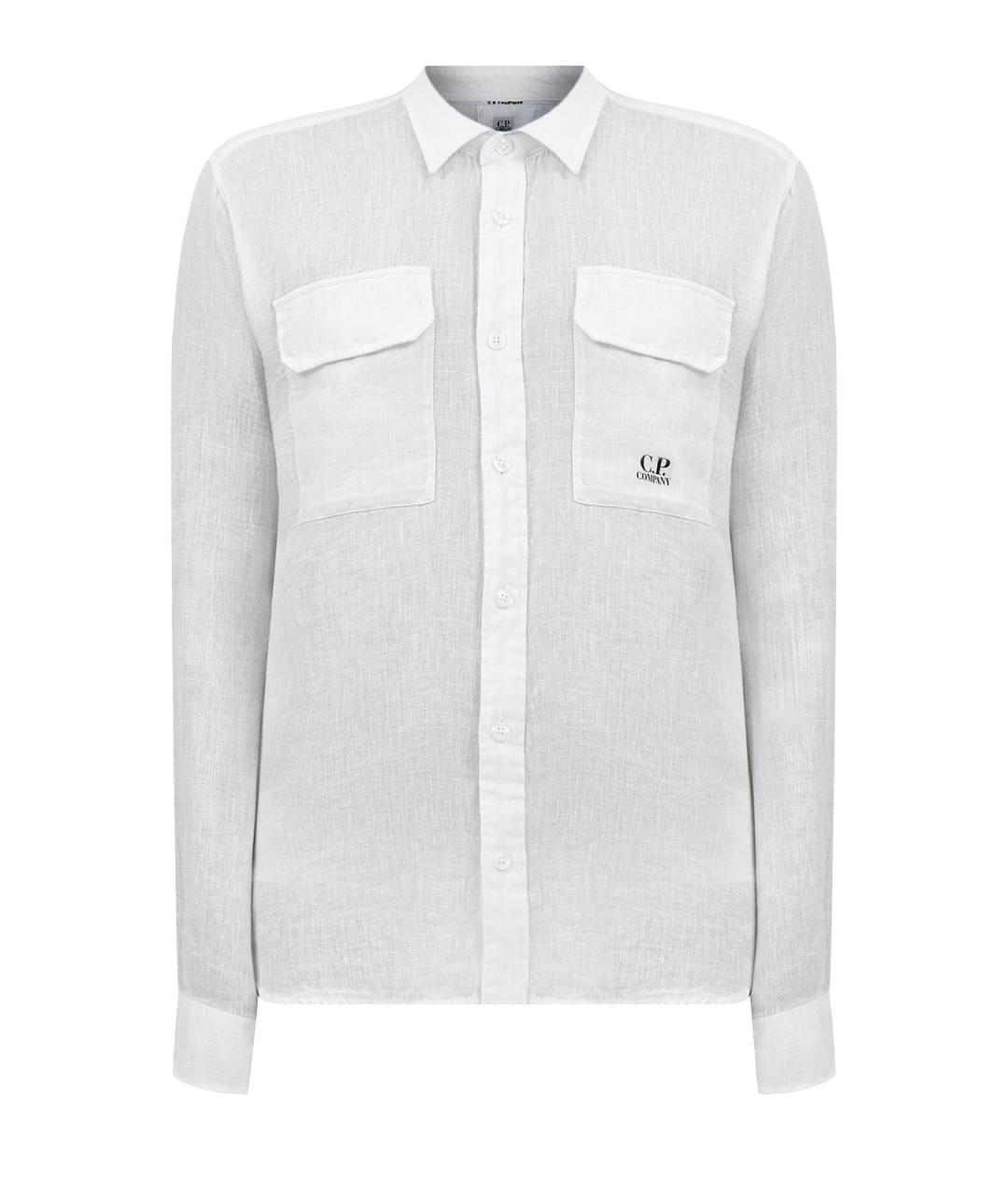 CP COMPANY Белая льняная кэжуал рубашка, фото 1