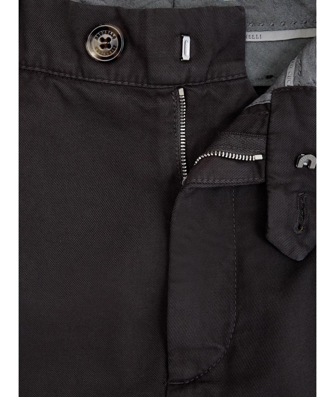BRUNELLO CUCINELLI Коричневые хлопковые повседневные брюки, фото 6