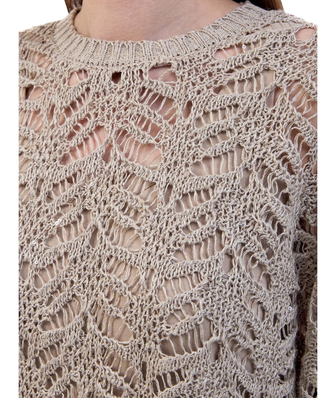 BRUNELLO CUCINELLI Бежевый льняной джемпер / свитер, фото 5