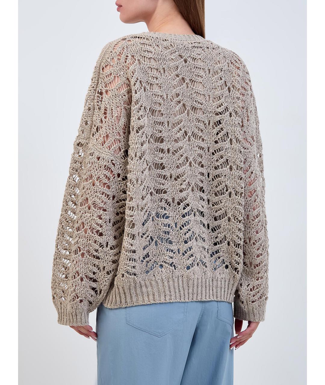 BRUNELLO CUCINELLI Бежевый льняной джемпер / свитер, фото 4