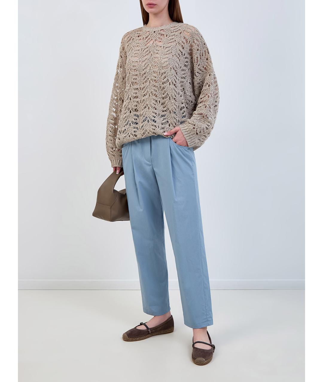 BRUNELLO CUCINELLI Бежевый льняной джемпер / свитер, фото 2