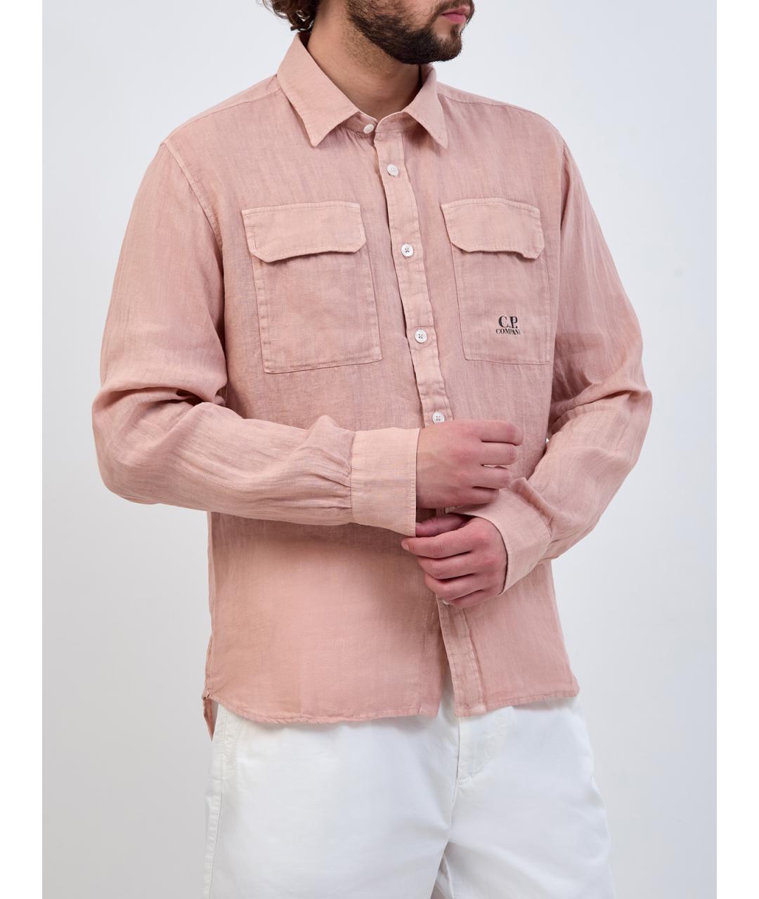 CP COMPANY Розовая льняная кэжуал рубашка, фото 3