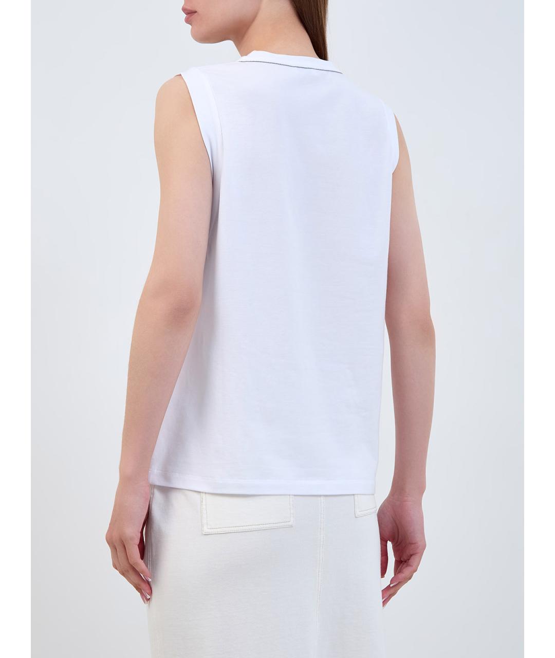 BRUNELLO CUCINELLI Белая хлопковая майка, фото 4
