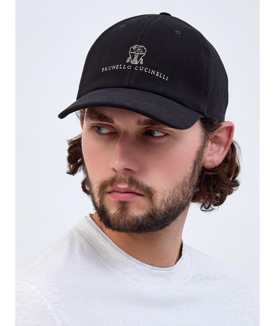 BRUNELLO CUCINELLI Черная хлопковая кепка/бейсболка, фото 2