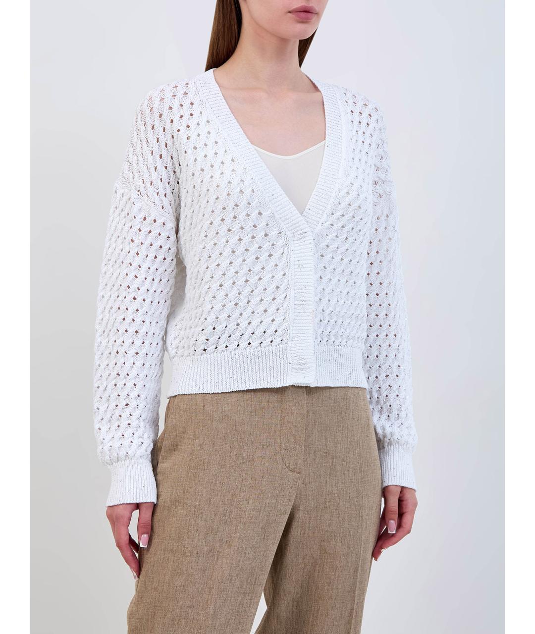 PESERICO Белый хлопковый кардиган, фото 3