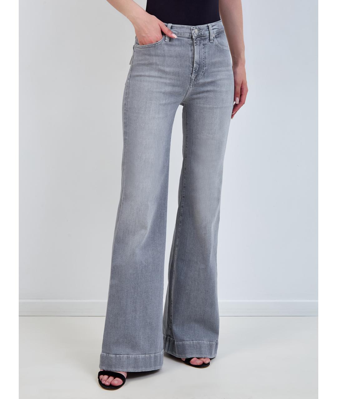 7 FOR ALL MANKIND Серые хлопковые джинсы клеш, фото 3
