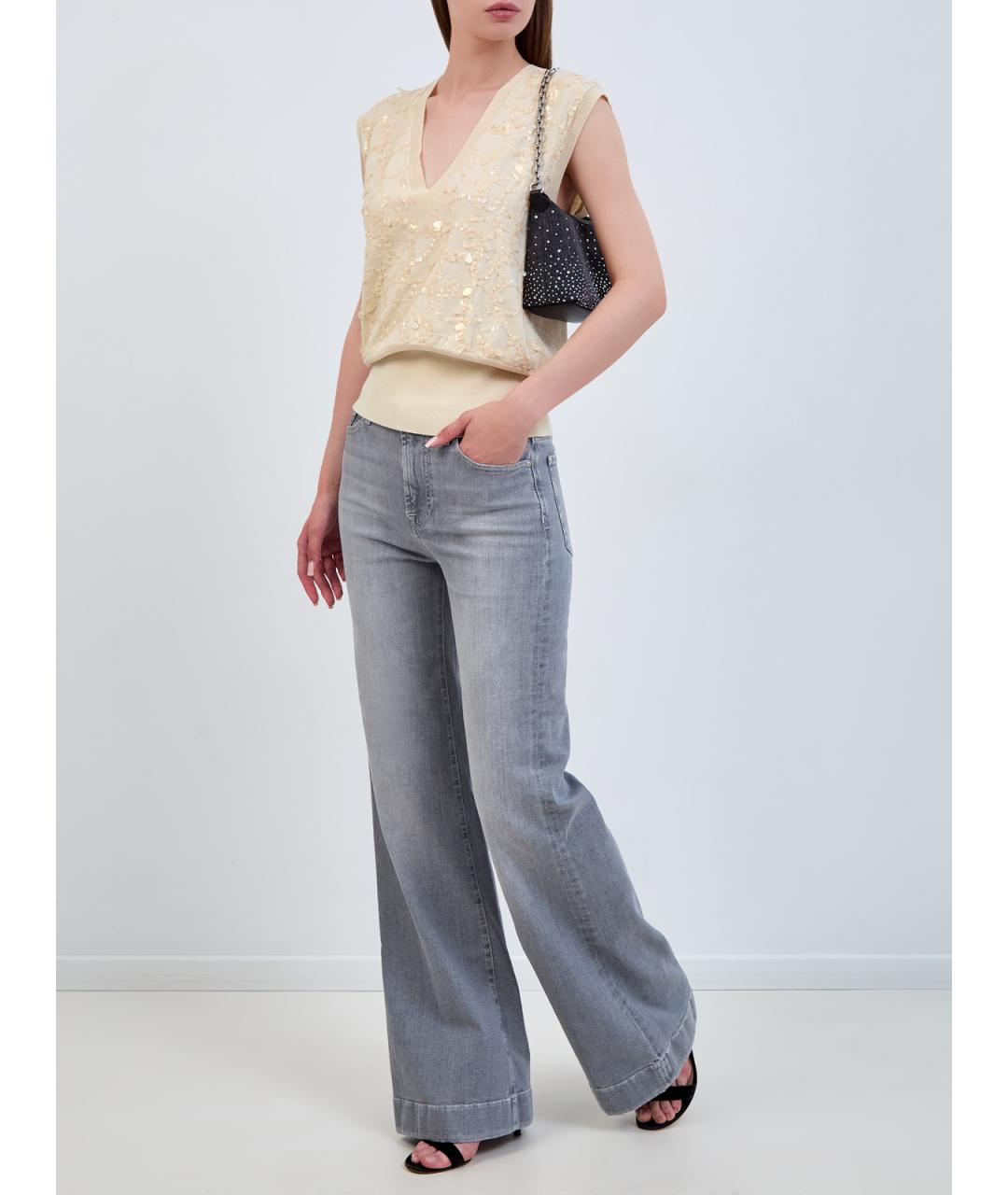 7 FOR ALL MANKIND Серые хлопковые джинсы клеш, фото 2