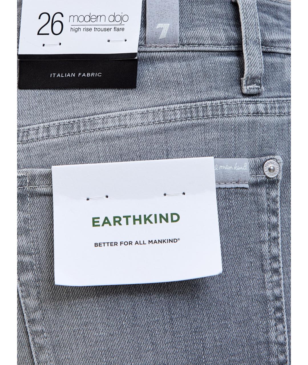 7 FOR ALL MANKIND Серые хлопковые джинсы клеш, фото 5