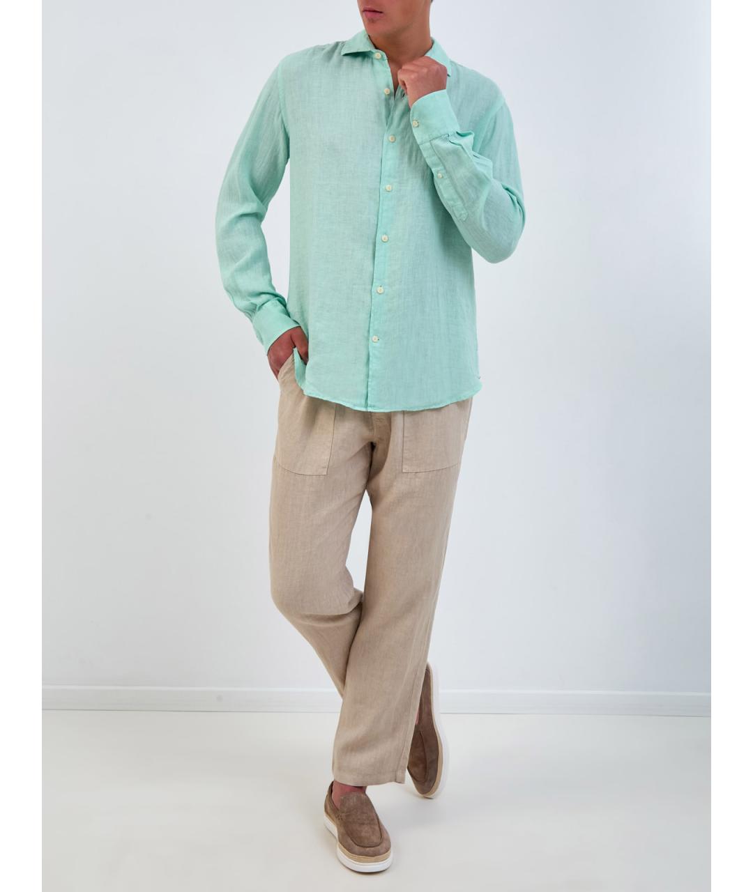 MC2 SAINT BARTH Бирюзовая льняная кэжуал рубашка, фото 2