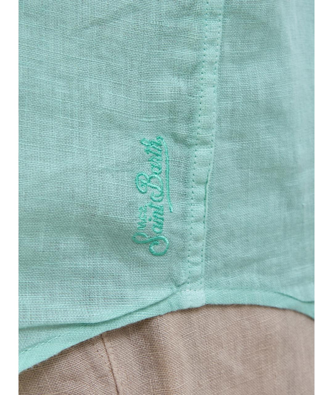 MC2 SAINT BARTH Бирюзовая льняная кэжуал рубашка, фото 5