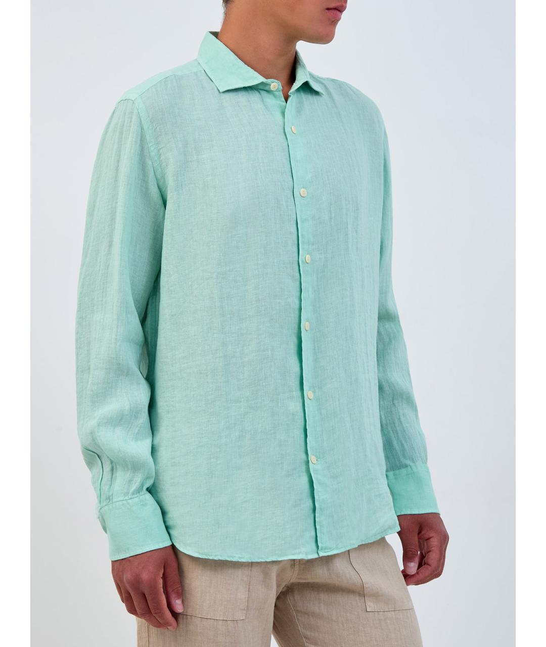 MC2 SAINT BARTH Бирюзовая льняная кэжуал рубашка, фото 3