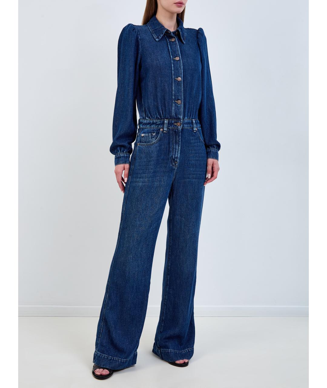 7 FOR ALL MANKIND Синий хлопковый комбинезон, фото 3