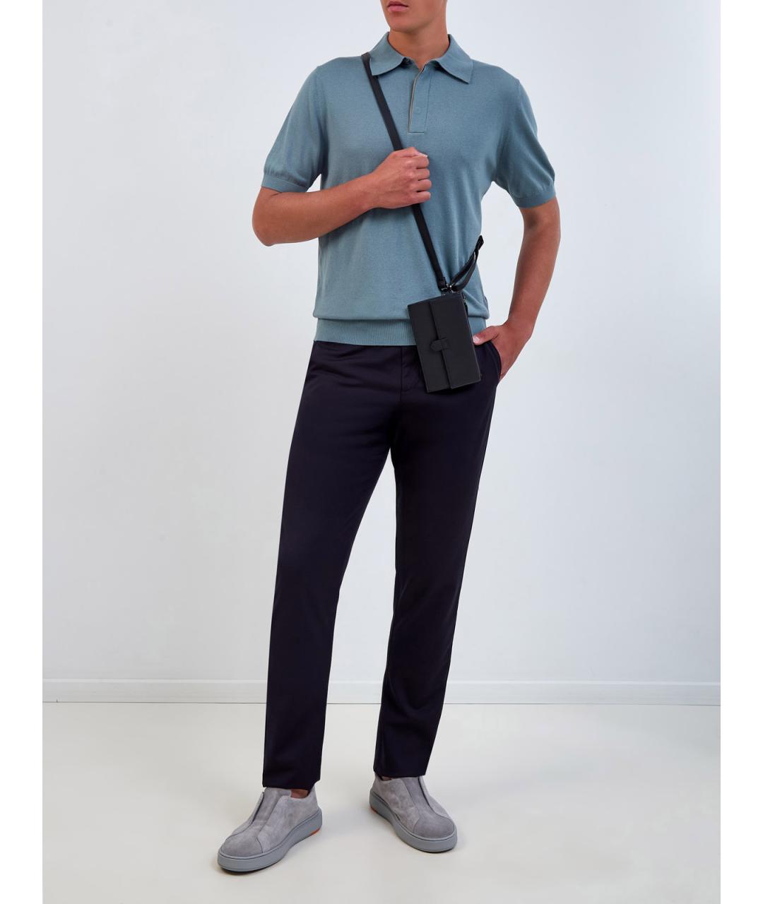 CANALI Синие шерстяные повседневные брюки, фото 2