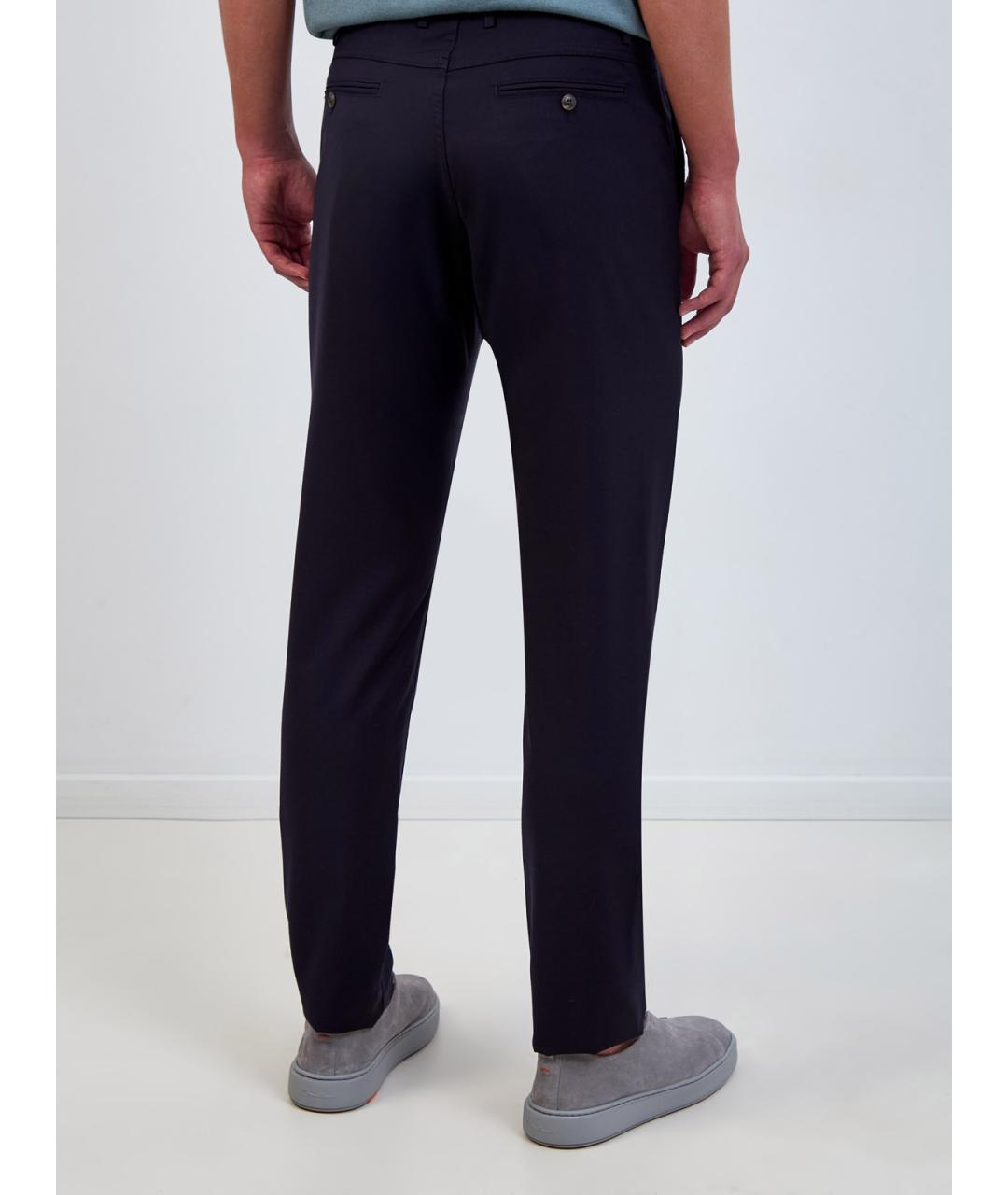 CANALI Синие шерстяные повседневные брюки, фото 4