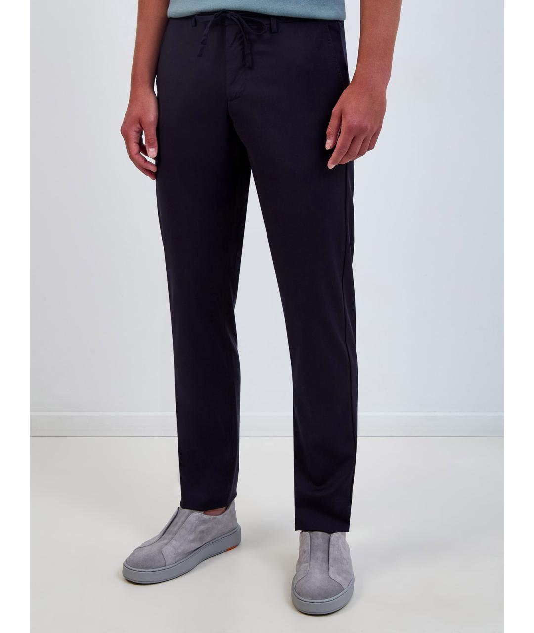 CANALI Синие шерстяные повседневные брюки, фото 3