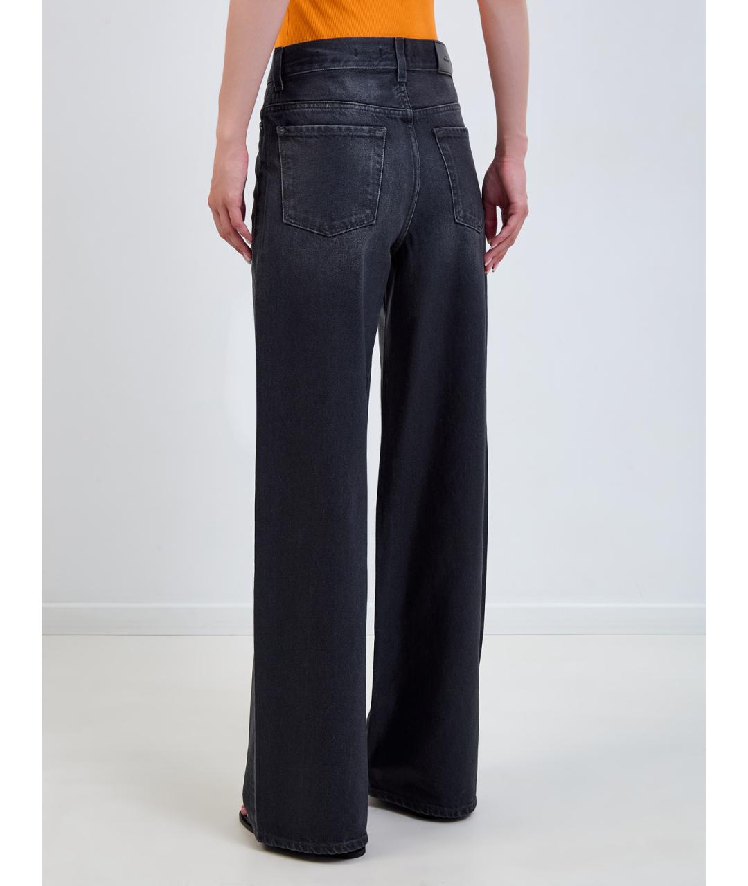 7 FOR ALL MANKIND Черные хлопковые прямые джинсы, фото 4
