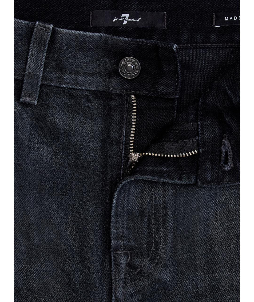 7 FOR ALL MANKIND Черные хлопковые прямые джинсы, фото 6