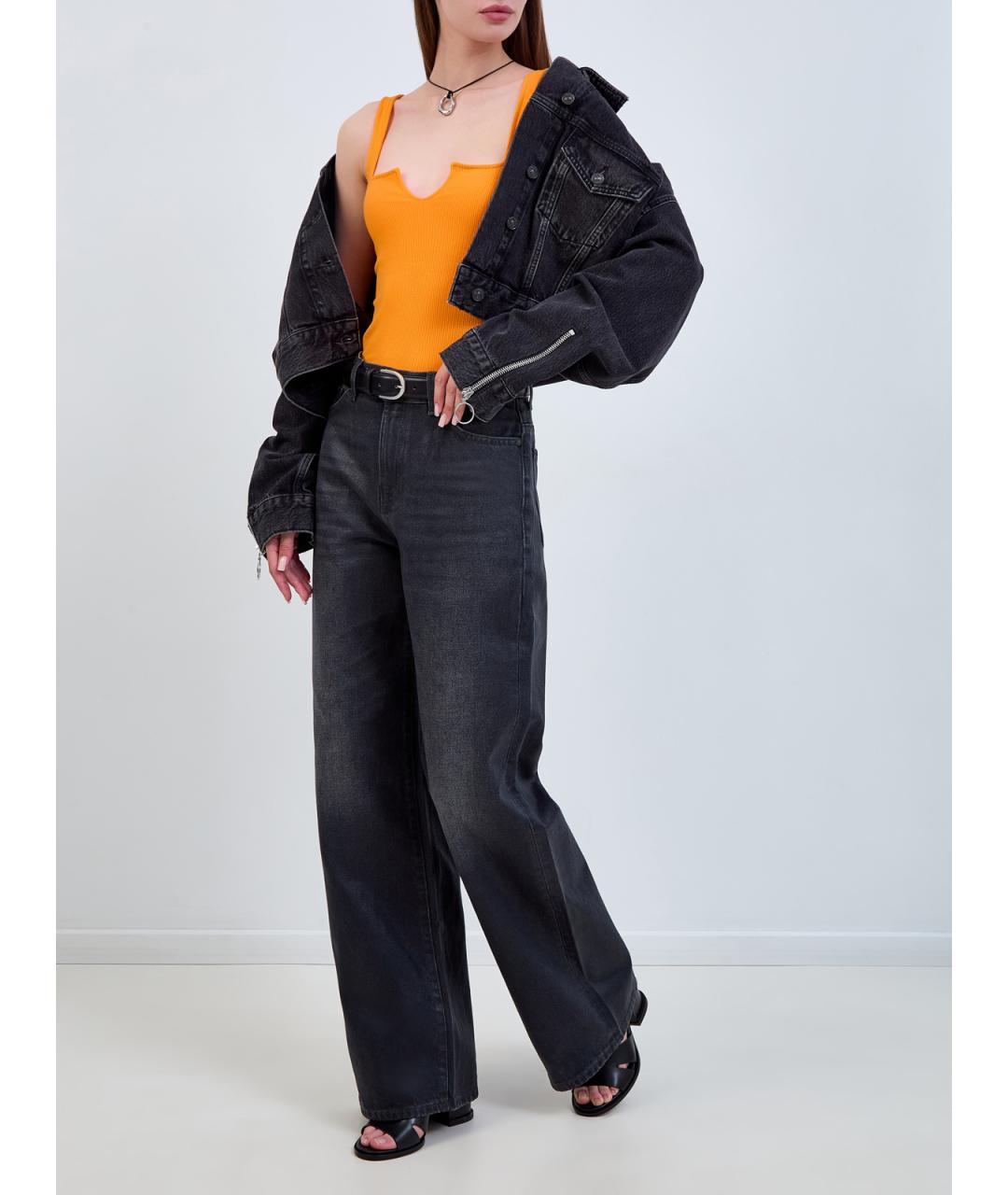 7 FOR ALL MANKIND Черные хлопковые прямые джинсы, фото 2