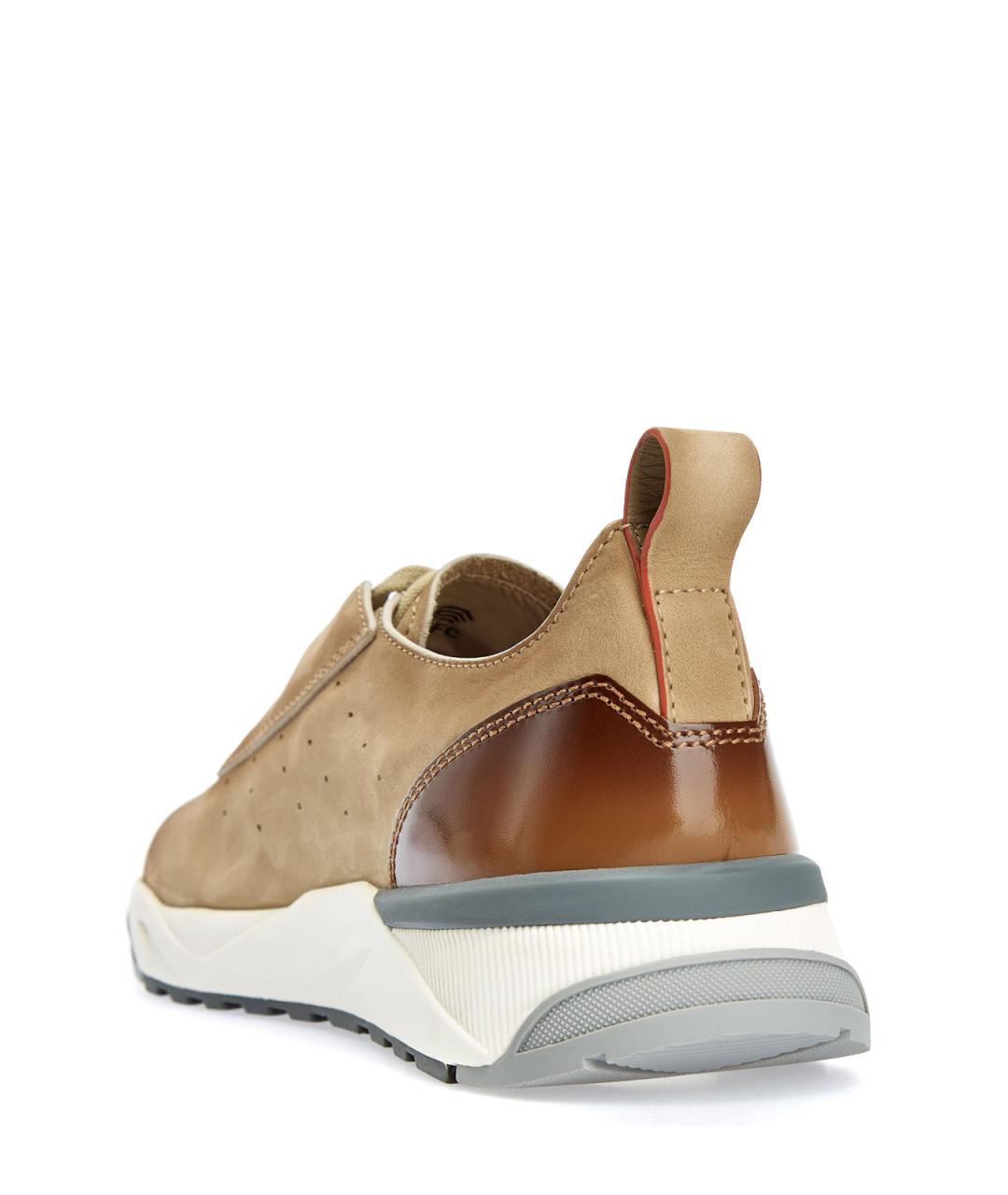 SANTONI Бежевые нубуковые низкие кроссовки / кеды, фото 4