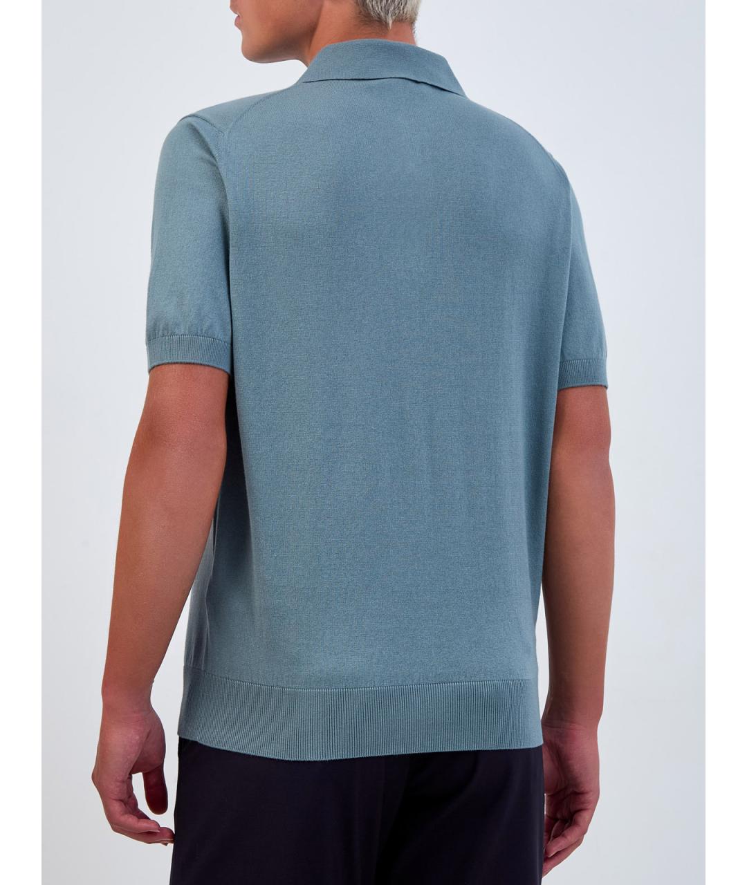 CANALI Зеленые хлопковое поло с коротким рукавом, фото 4