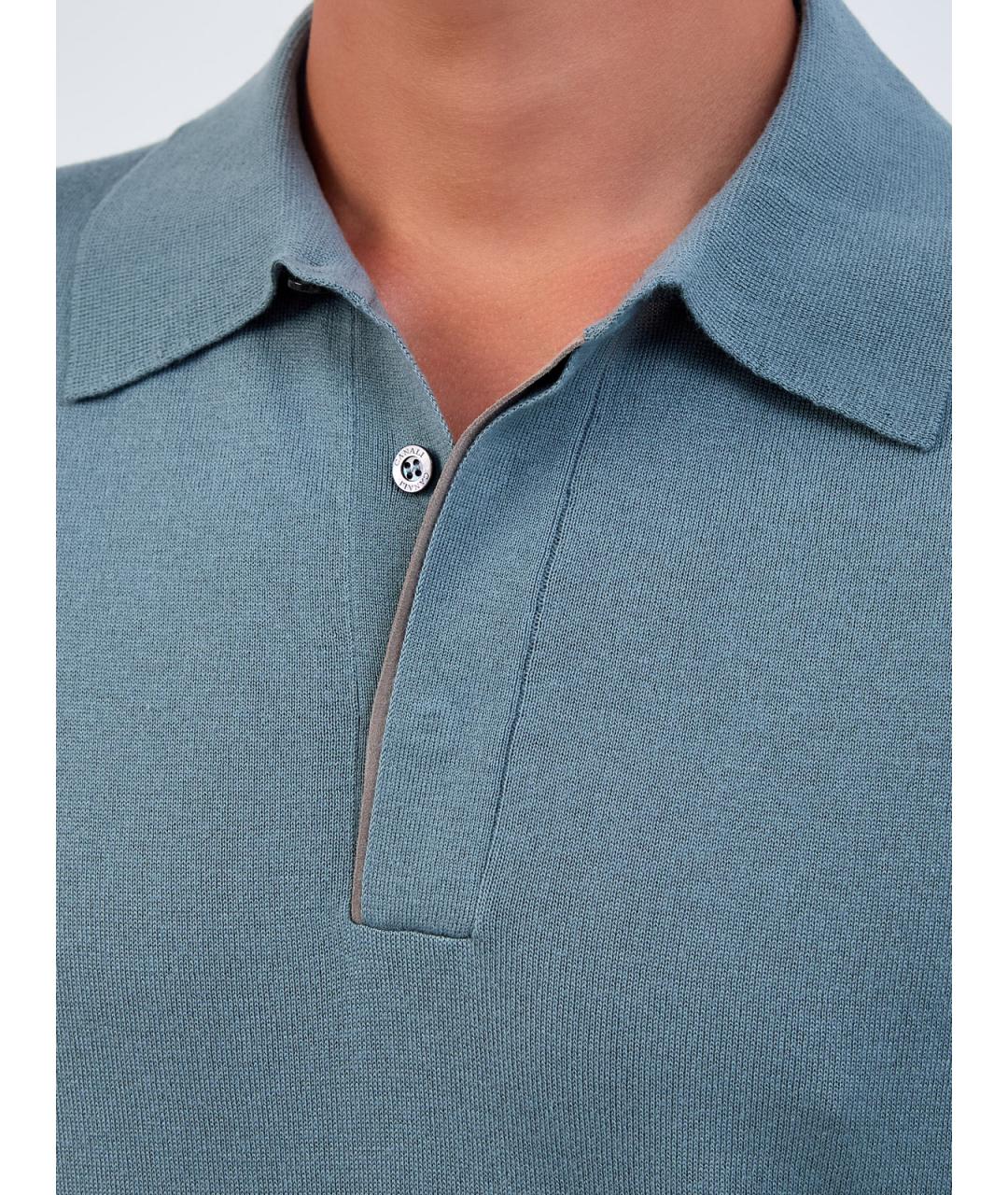 CANALI Зеленые хлопковое поло с коротким рукавом, фото 5