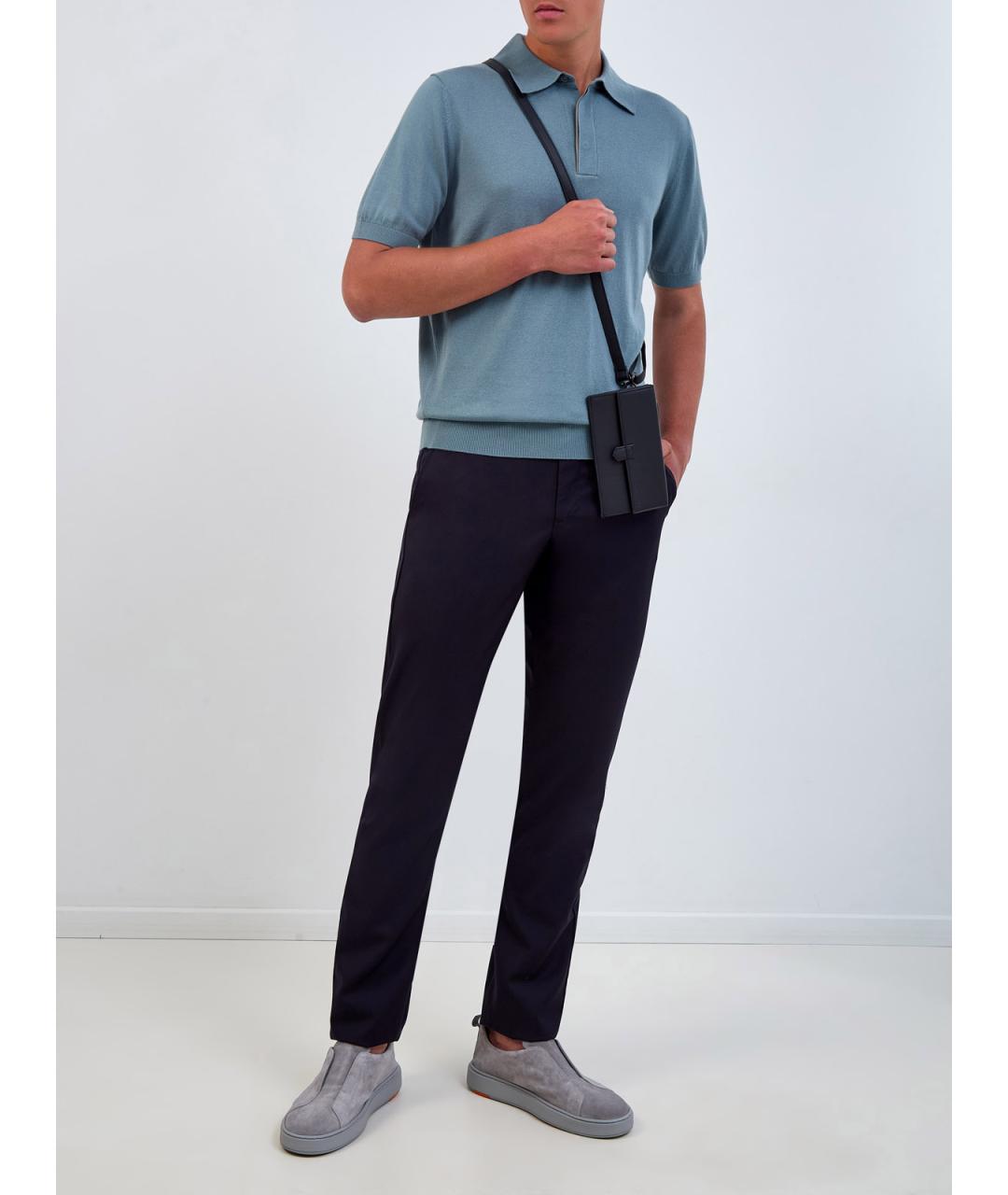 CANALI Зеленые хлопковое поло с коротким рукавом, фото 2