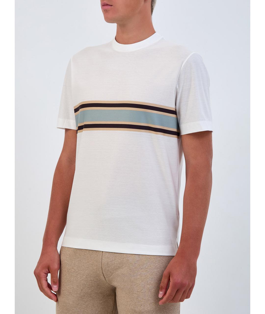 CANALI Белая хлопковая футболка, фото 3