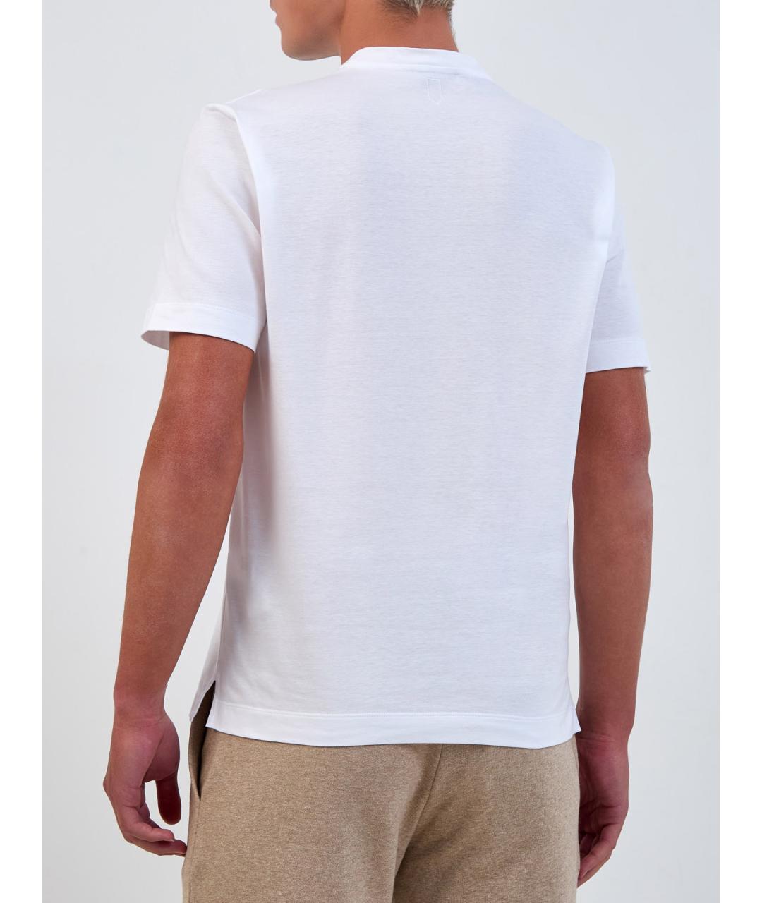 CANALI Белая хлопковая футболка, фото 4
