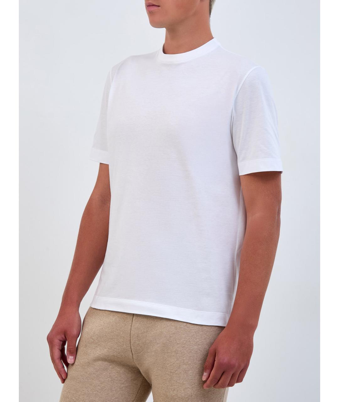 CANALI Белая хлопковая футболка, фото 3