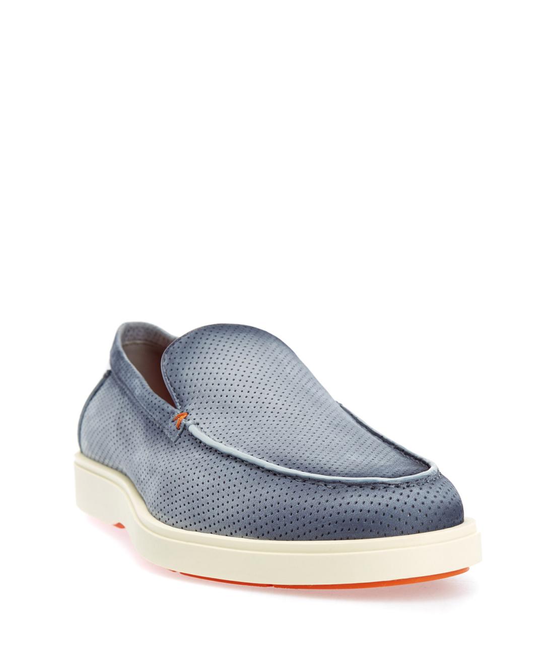 SANTONI Голубые замшевые лоферы, фото 3