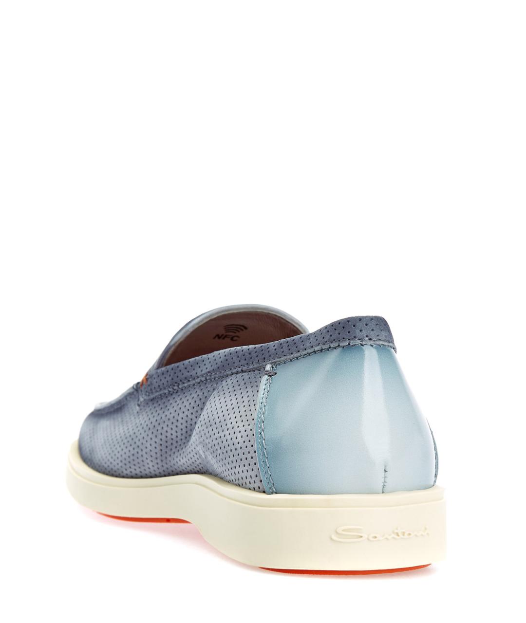 SANTONI Голубые замшевые лоферы, фото 4